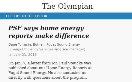 Puget Sound Energy op-ed by Dane Tomalin 2016